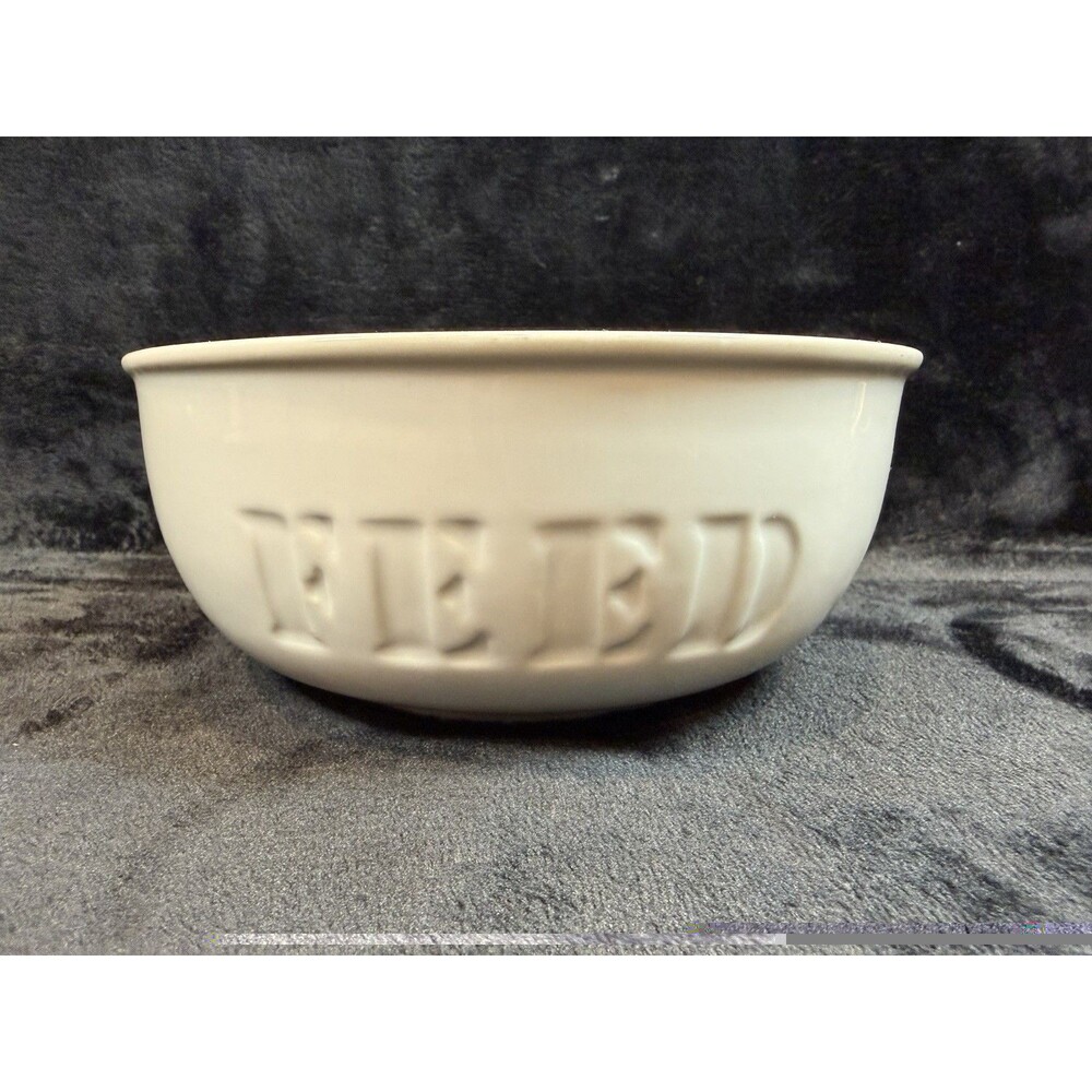 Pottery Barn Dish White FEED Embossed Stoneware Pet Dog Cat Bowl Size 3